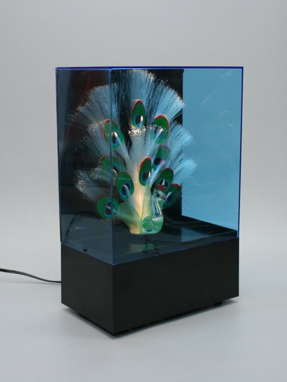 Vintage 1987 Yirng Shehng Fiber Optic Light Peacock Lamp - Music Für Elise Box
